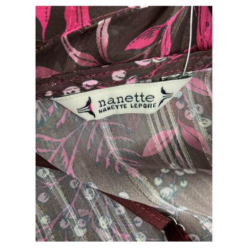 Nanette Lepore Floral Blouse Small Burgundy Women's Top - Image 2
