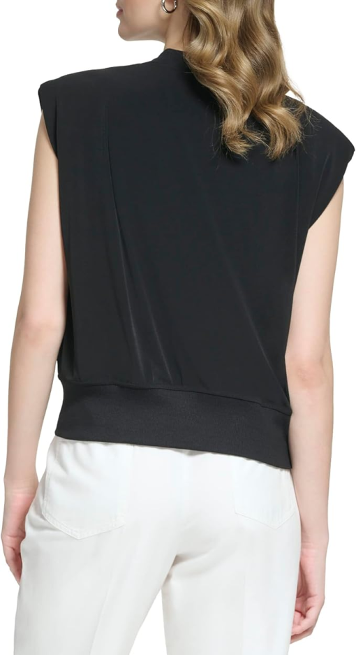 Calvin Klein Women's Black Sleeveless Bomber Jacket - XL