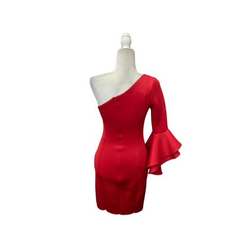 Betsy & Adam Red One Shoulder Dress - Size 4 - Cocktail Dress