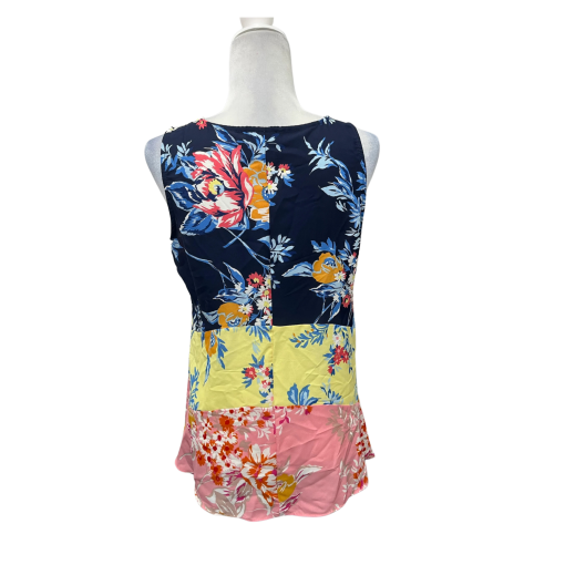 COCO BIANCO Floral Print Sleeveless Top - Navy/Pink - Size S - Women's Blouse