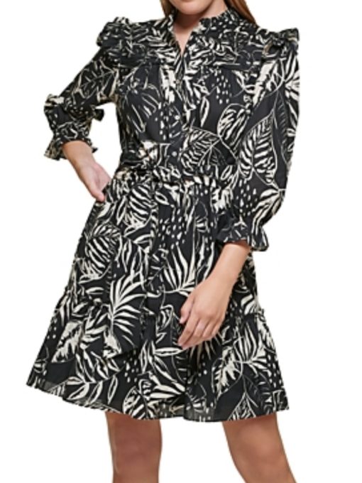 Karl Lagerfeld Paris Printed Ruffled Cotton Mini Dress 2