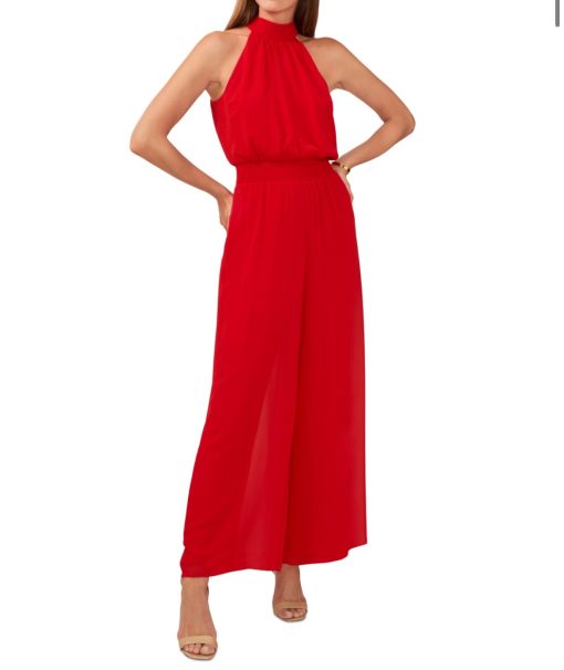 Vince Camuto Women's Halter Tie-Back Wide-Leg Jumpsuit - Ultra Red XXS