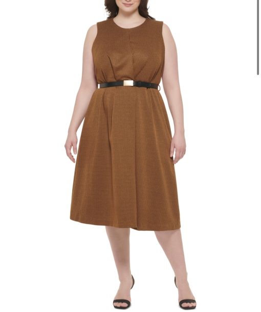 Calvin kleine Plus Womens Chevron Polyester MIDI Dress 18W